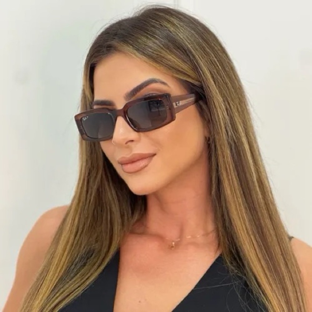 Black Rectangle Ray-Ban Sunglasses RB4395 Kiliane Bio Based 6677/71 54mm 55-140